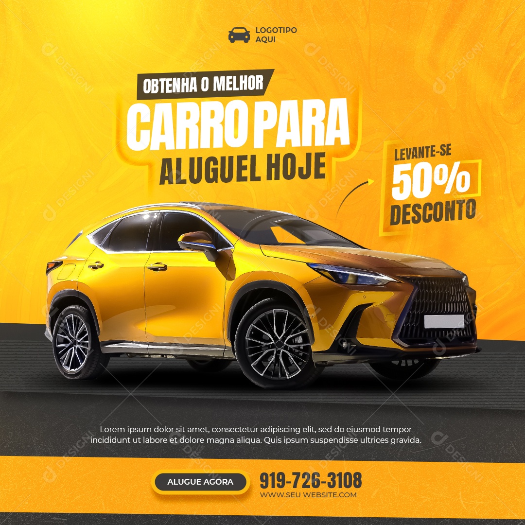 Social Media Locadora Obtenha o Melhor Carro Para Aluguel Hoje PSD Editável