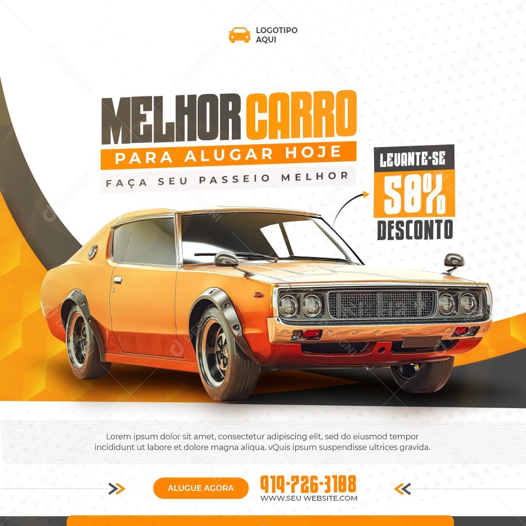 Social Media Melhor Carro Para Alugar Hoje Locadora PSD Editável