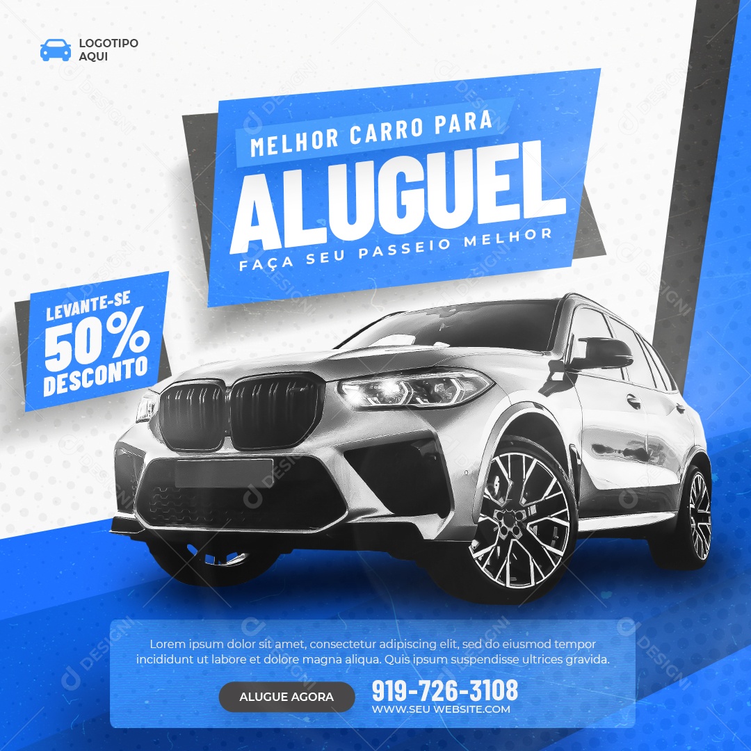 Melhor Carro Para Aluguel Locadora Social Media PSD Editável