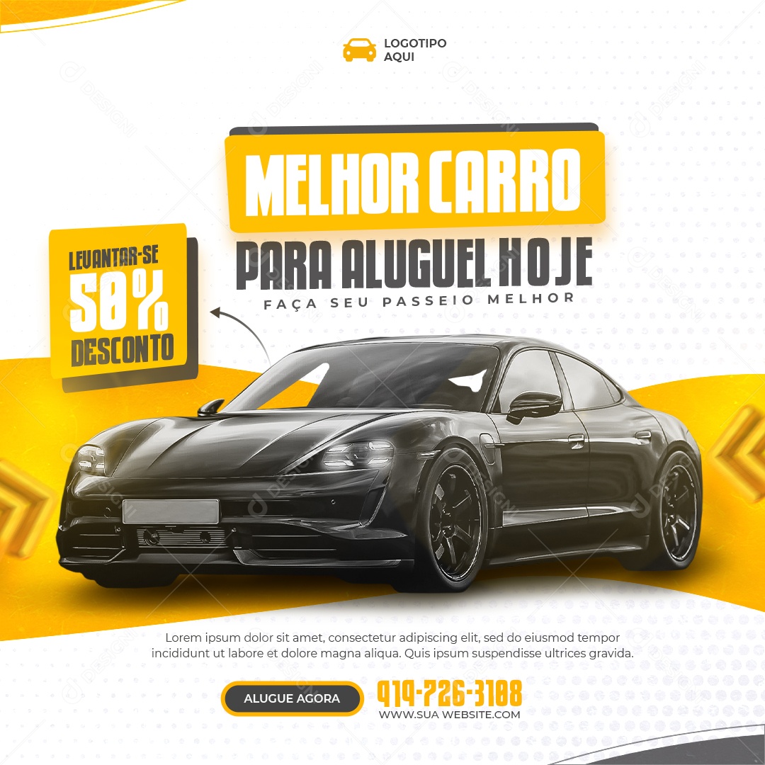 Social Media Locadora Melhor Carro Para Aluguel PSD Editável