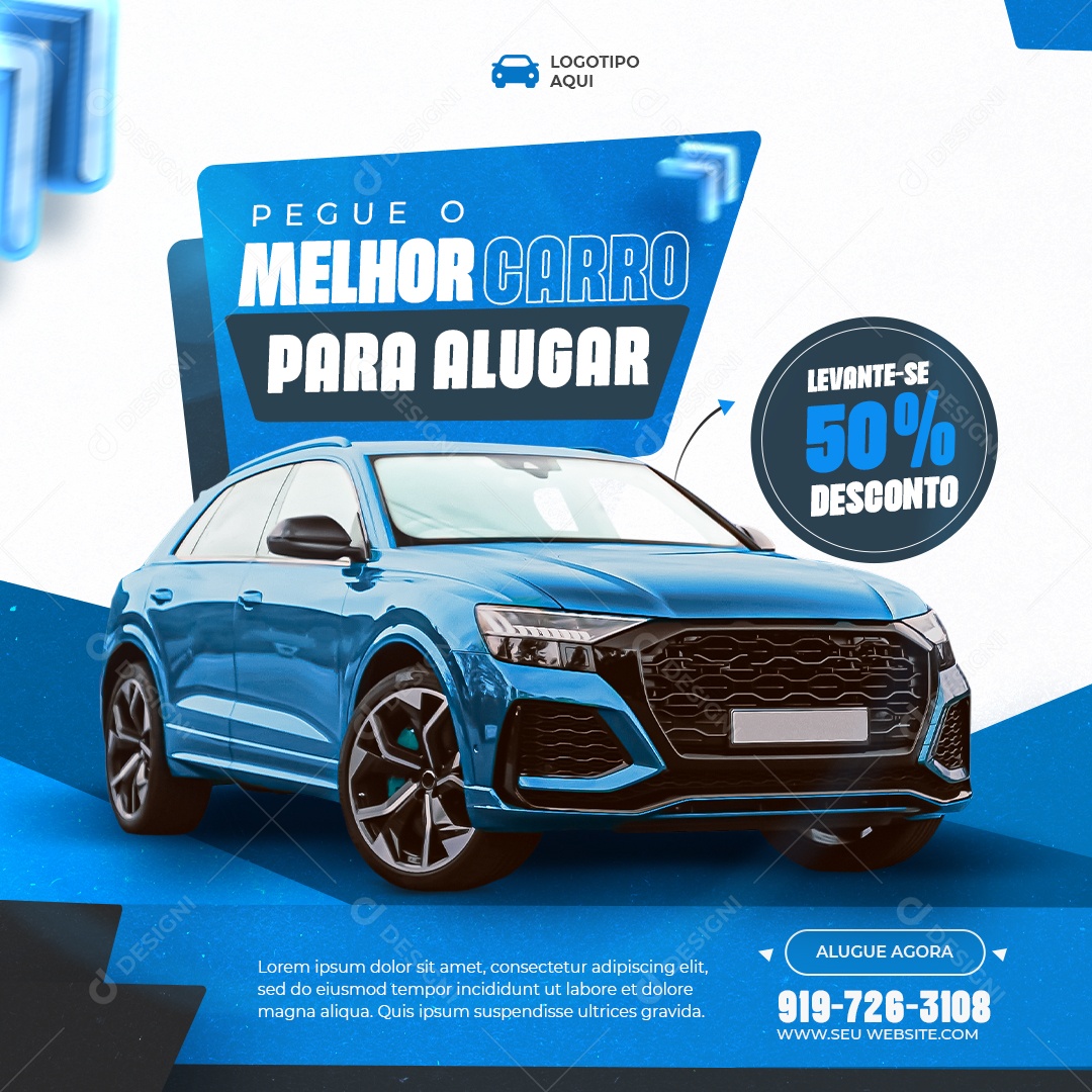 Pegue o Melhor Carro Para Alugar Locadora Social Media PSD Editável