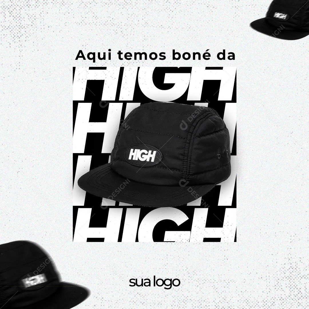 Social Media Aqui Temos Boné Da High PSD Editável