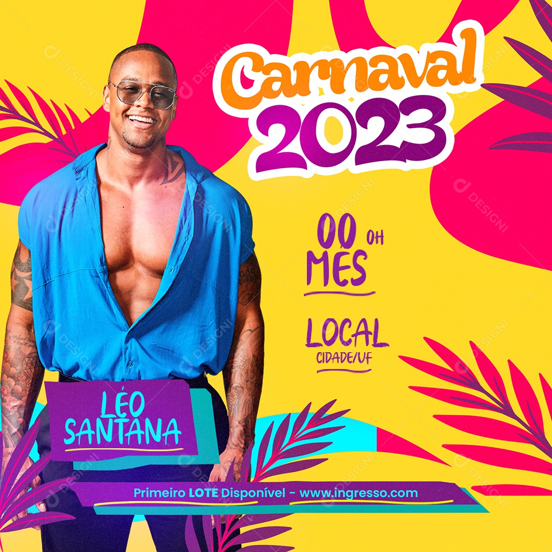Social Media Flyer Carnaval Léo Santana PSD Editável