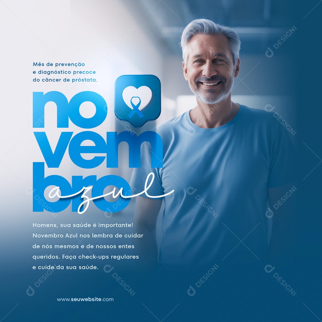 Feed Mês De Prevenção Novembro Azul Social Media PSD Editável