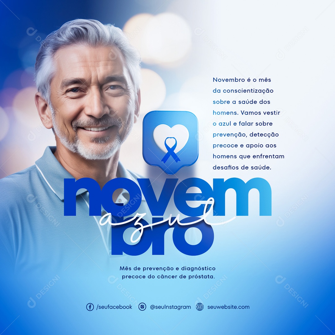 Feed Novembro Azul Mês De Prevenção Social Media PSD Editável