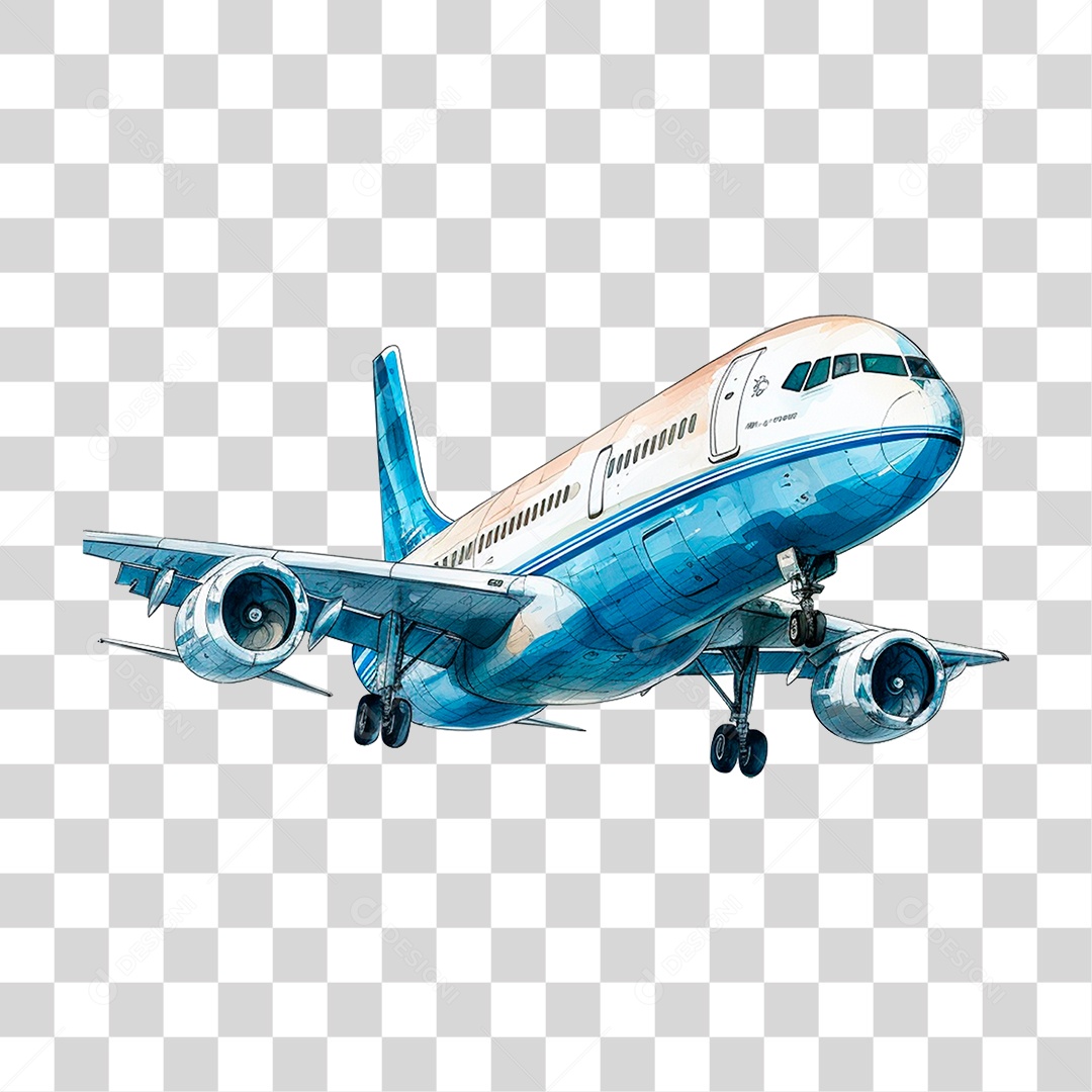 Avião Azul PNG Transparente