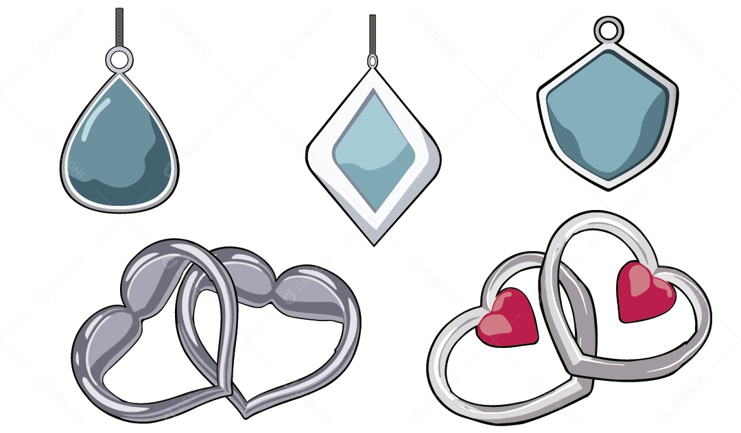 Conjunto de Joias de Prata Ilustração Vetor EPS