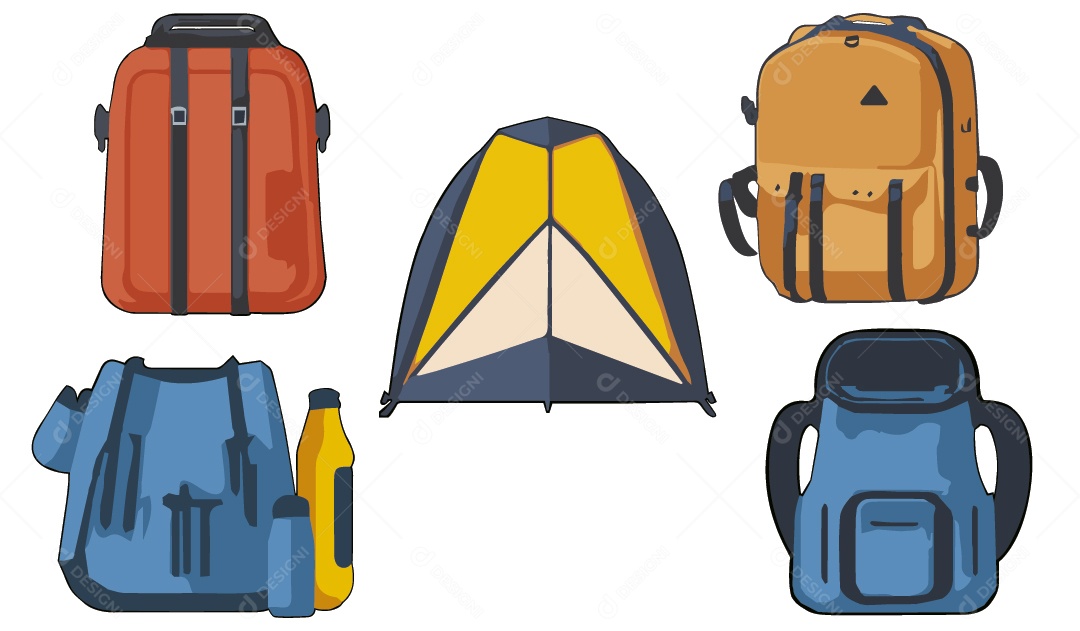 Equipamentos de Acampamento Ilustração Vetor EPS