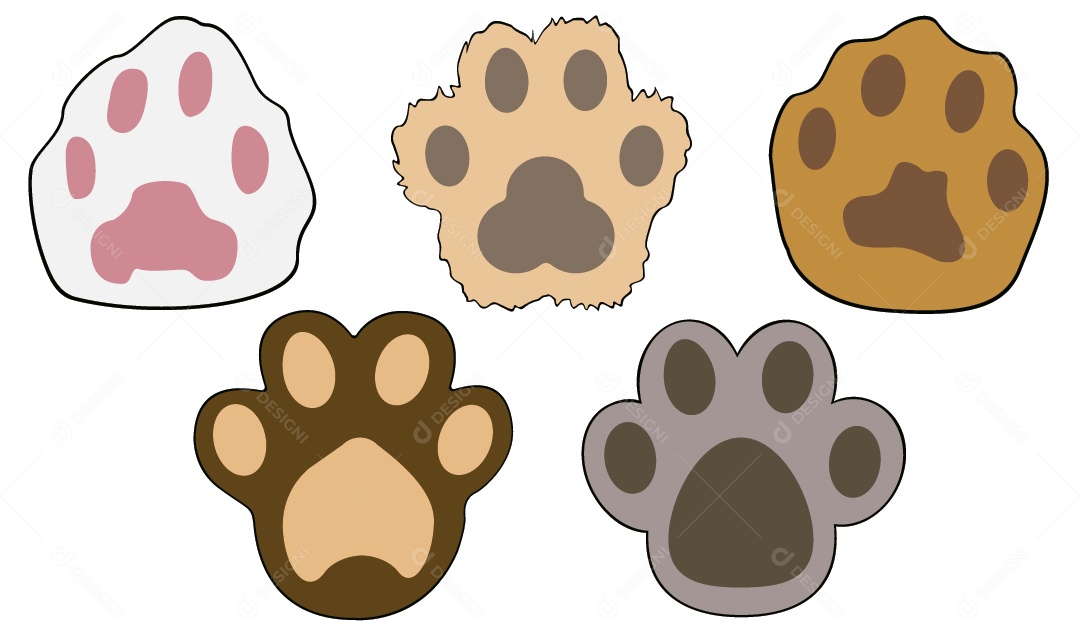 Conjunto de Desenhos de Patas Ilustração Vetor EPS