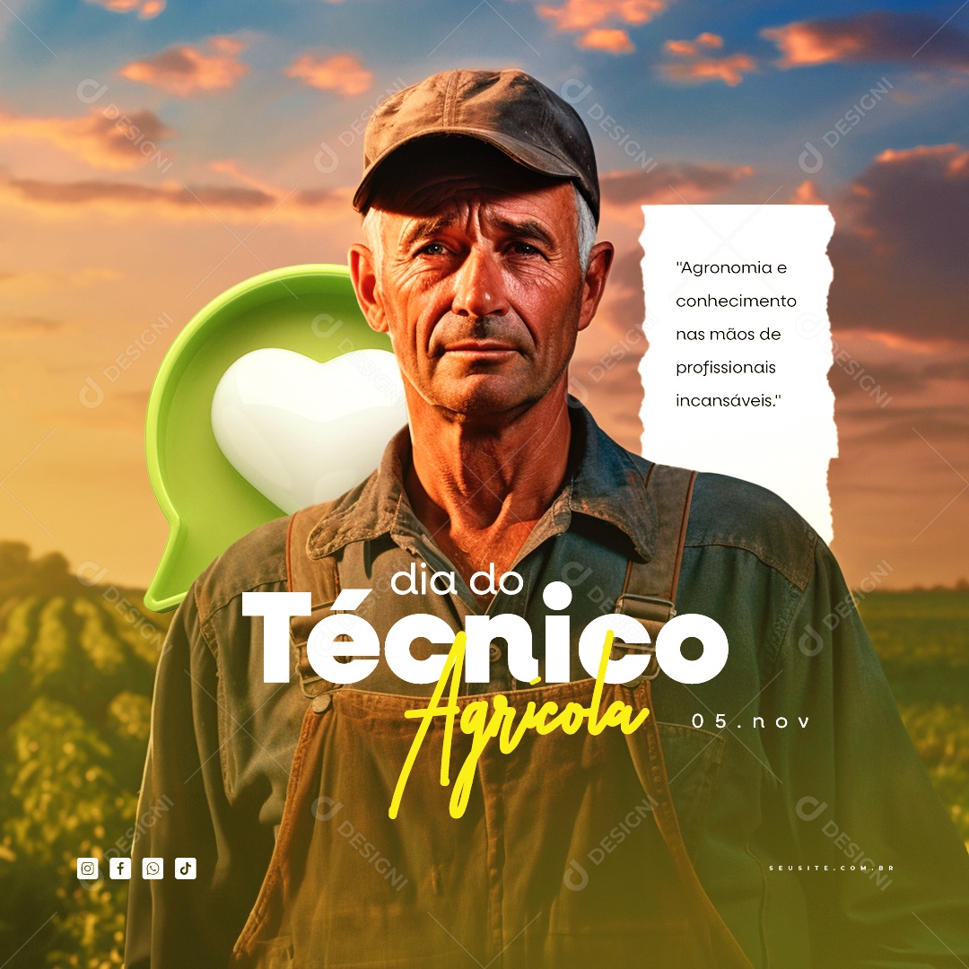 Social Media Dia do Técnico Agrícola 05 de Novembro PSD Editável