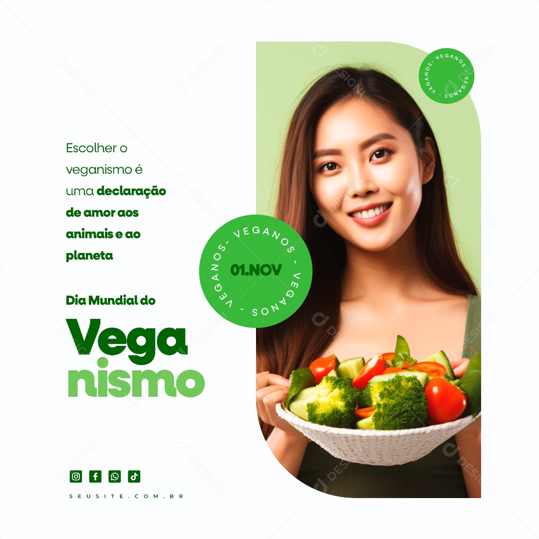 Dia Mundial do Veganismo 01 de Novembro Social Media PSD Editável