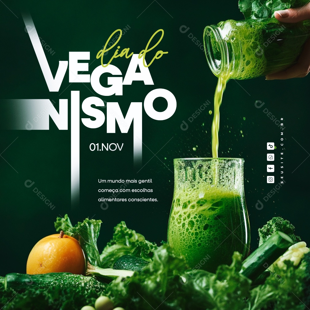 Dia Mundial do Veganismo 01 de Novembro Social Media PSD Editável