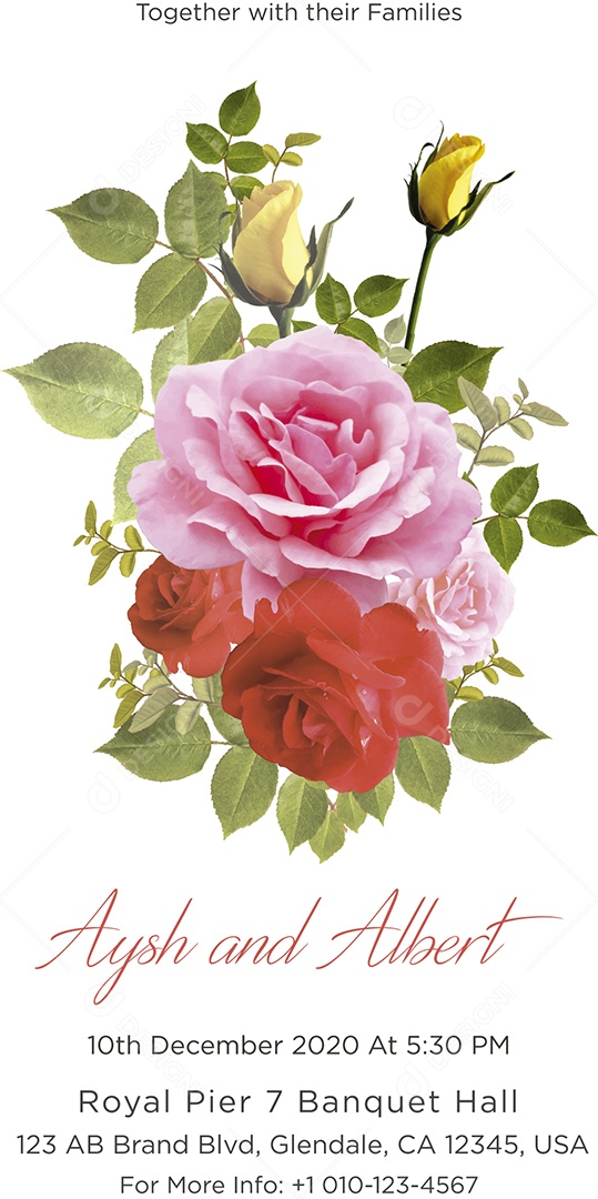 Modelo de Convite de Casamento Ilustração Vetor EPS