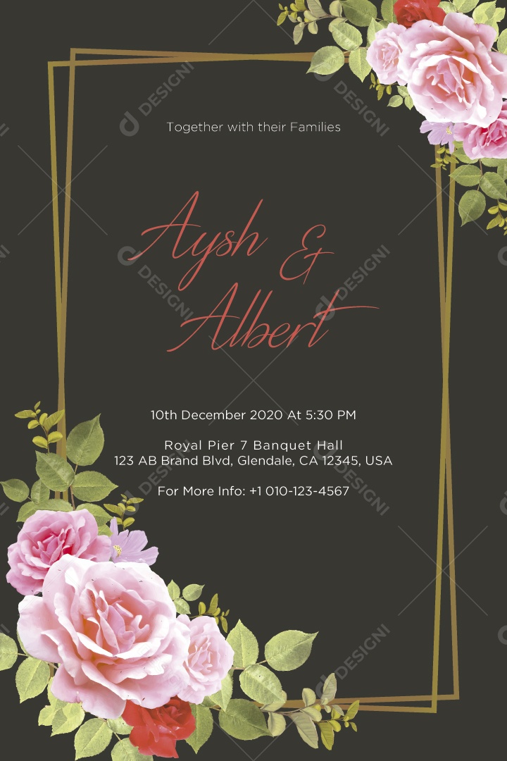 Modelo de Convite de Casamento Ilustração Vetor EPS