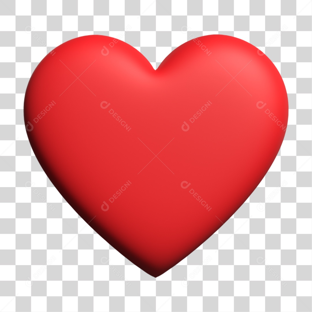 Elemento 3D Coração Símbolo de Amor PNG Transparente