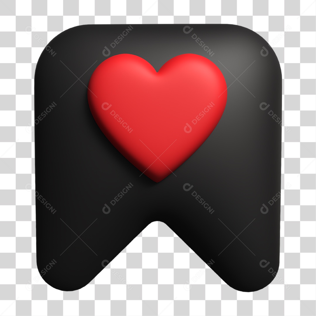 Elemento 3D Coração PNG Transparente