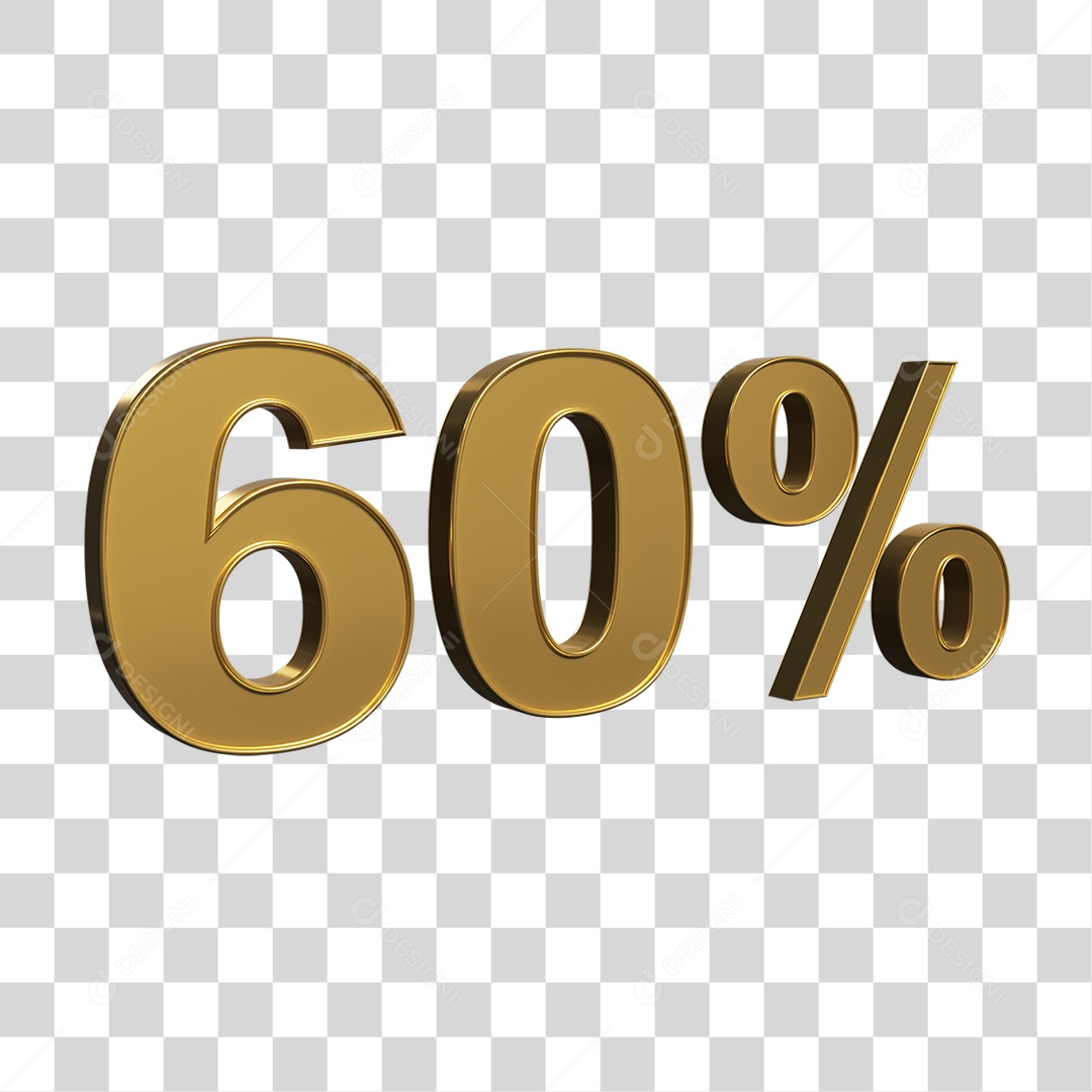 Número 3D 60% PNG Transparente