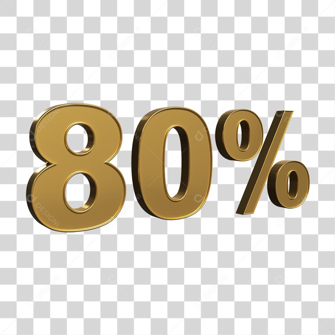 Número 3D 80% PNG Transparente