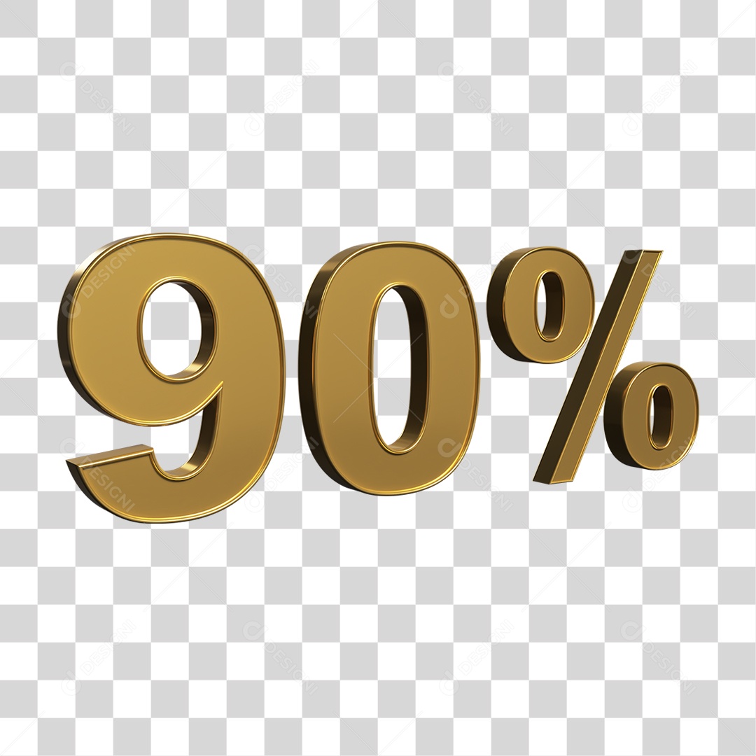 Número 3D 90% PNG Transparente