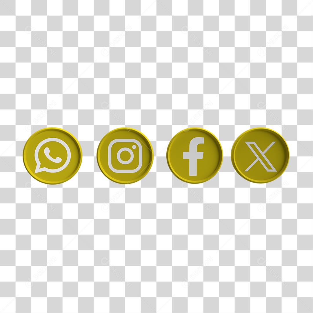 Ícones 3D para Mídias Sociais PNG Transparente
