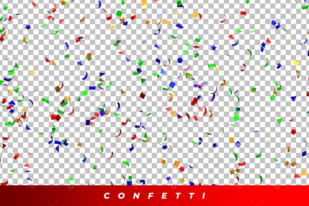 Confetes Elemento 3D Coloridos para Composição PSD