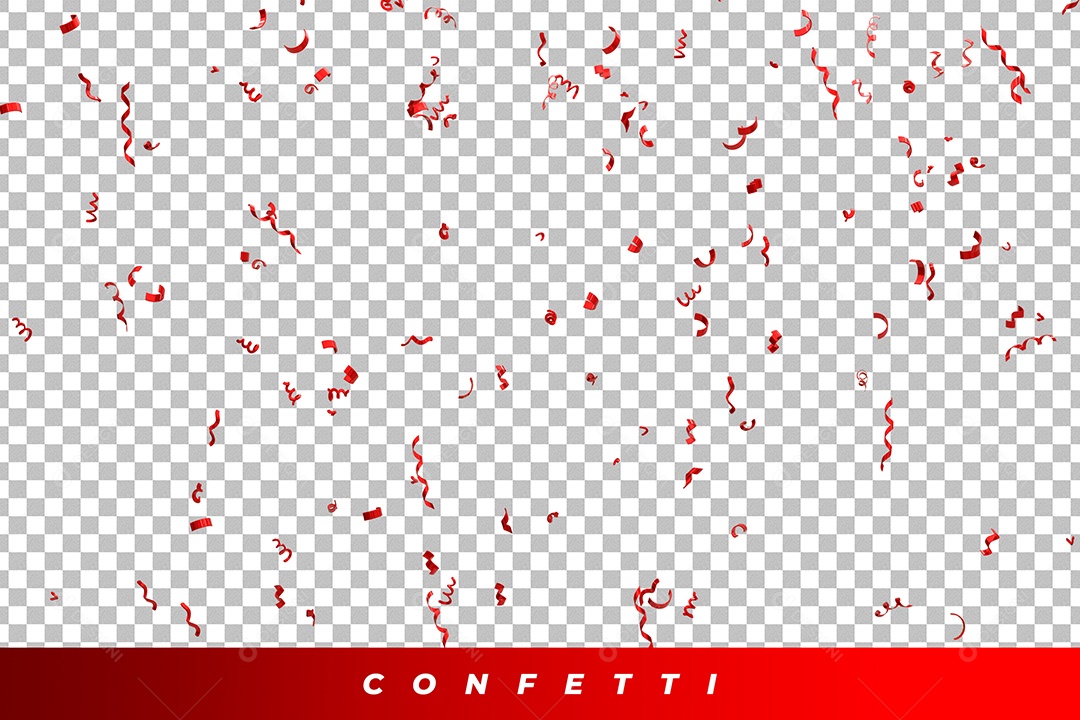 Confetes Vermelhos Elemento 3D para Composição PSD