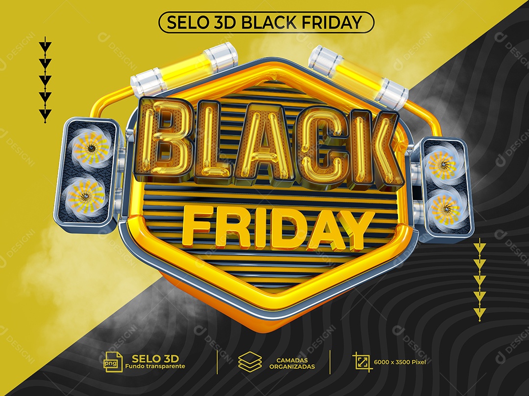 3D Black Friday Stamp For PSD Composition