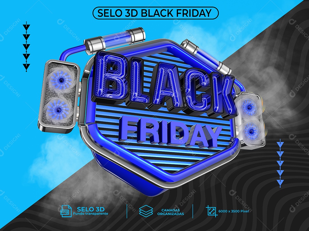 3D Black Friday Stamp For PSD Composition