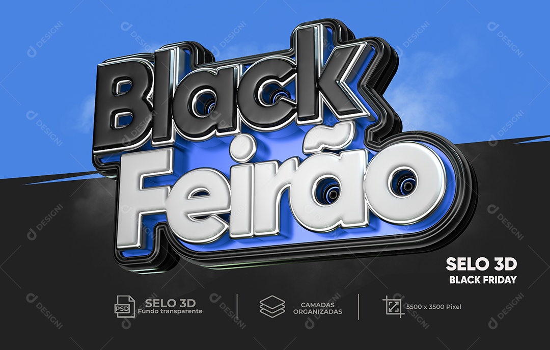 Black Feirão Selo 3D Para Composição PSD