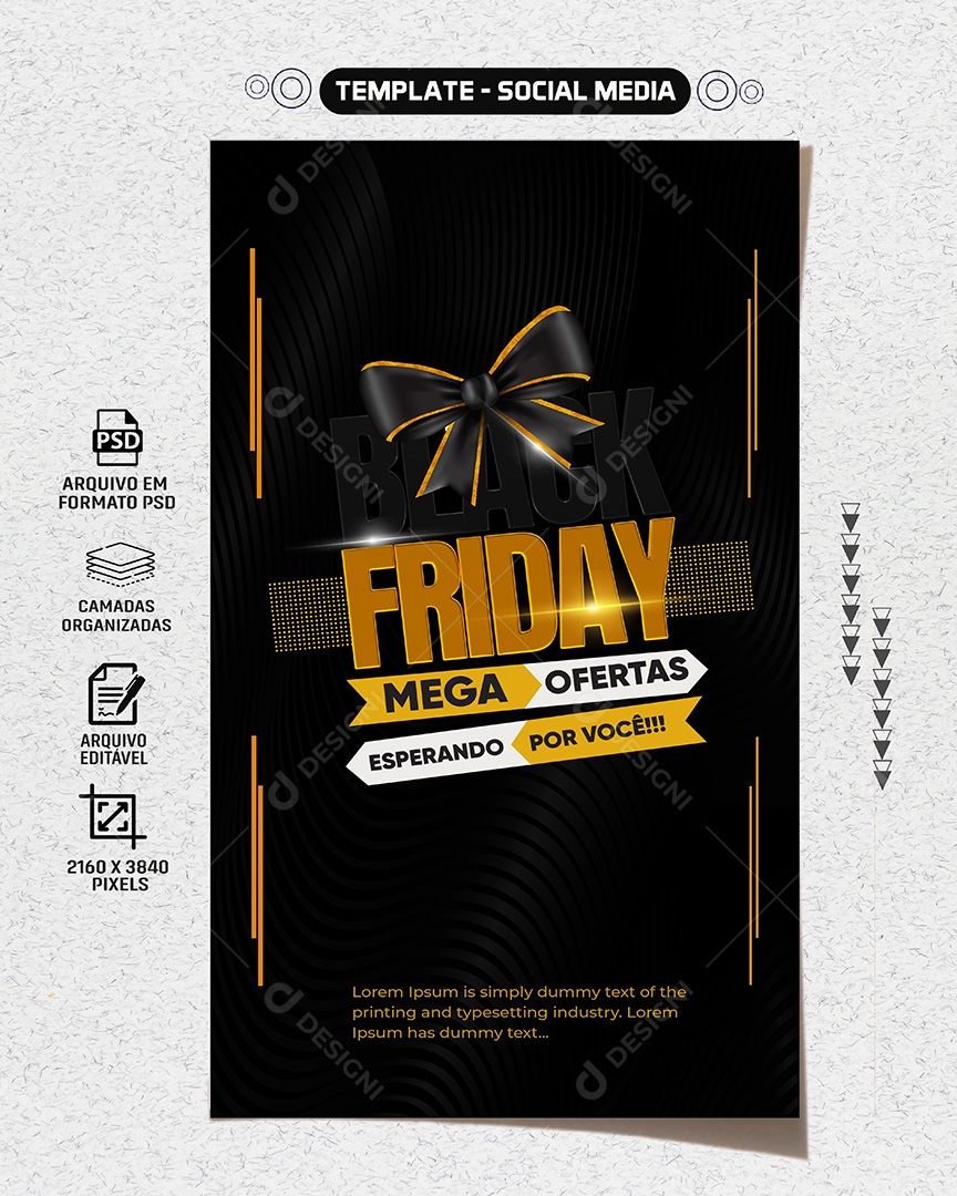 Social Media Story Black Friday Mega Ofertas Esperando Por Você PSD Editável