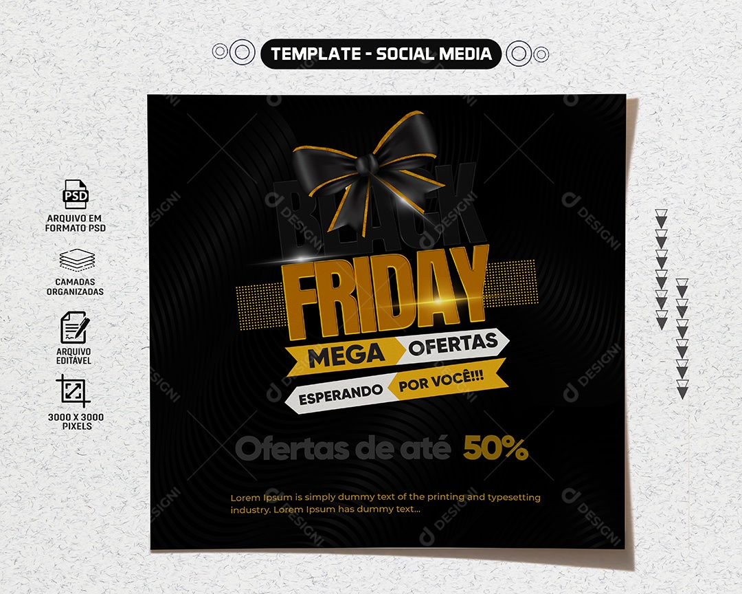Feed Mega Ofertas Esperando Por Você Black Friday Social Media PSD Editável