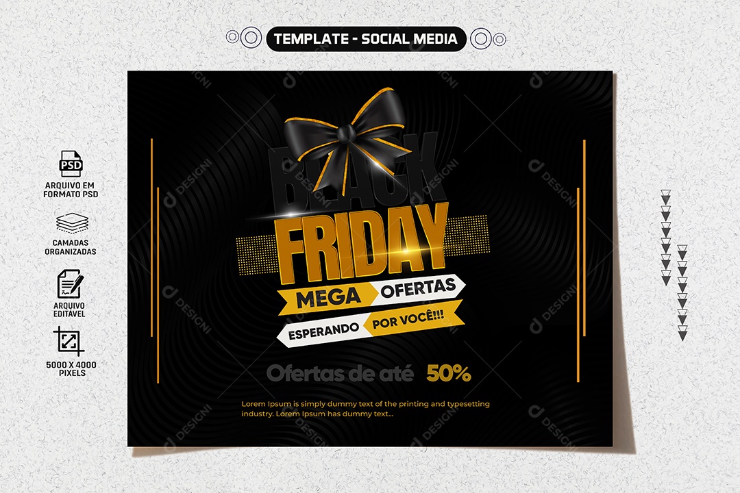 Banner Mega Ofertas Esperando Por Você Black Friday Social Media PSD Editável