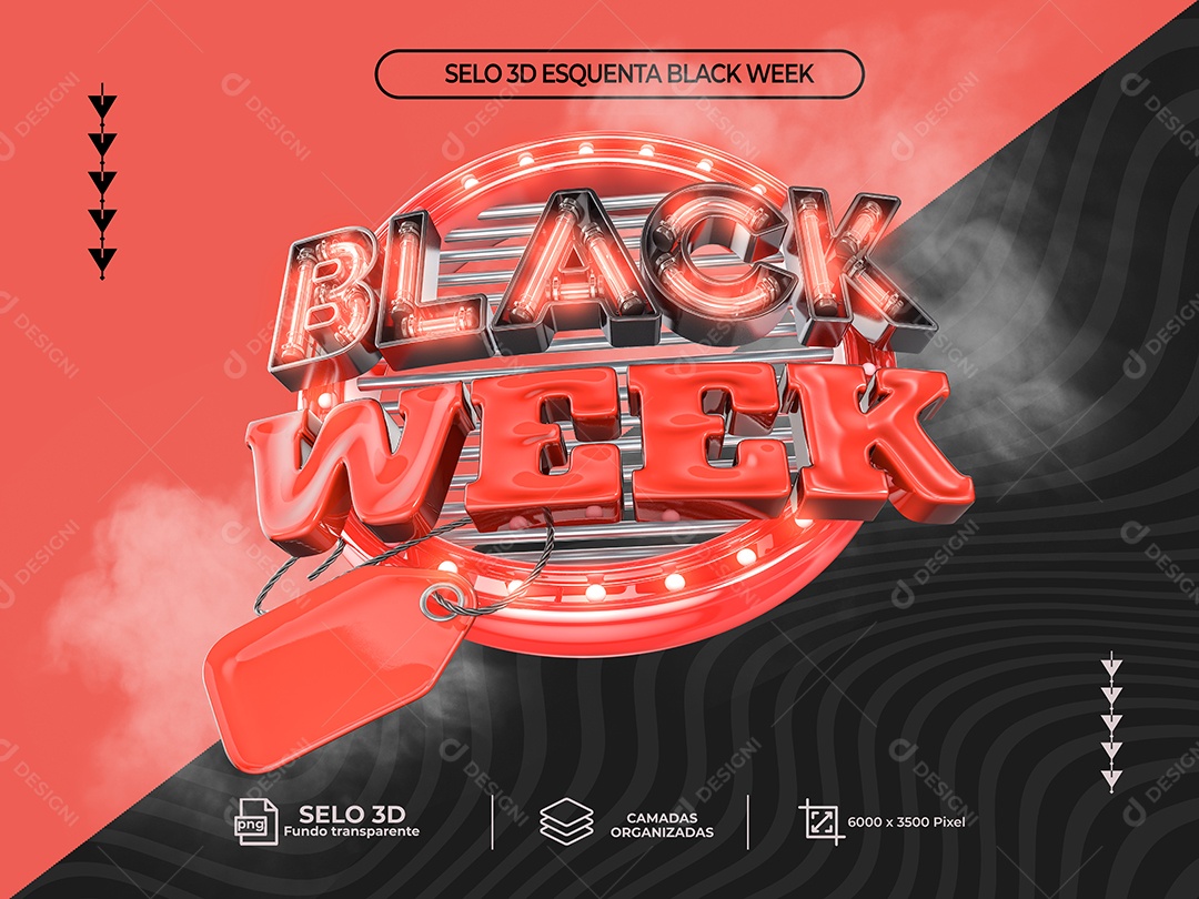 Black Week Selo 3D Para Composição PSD