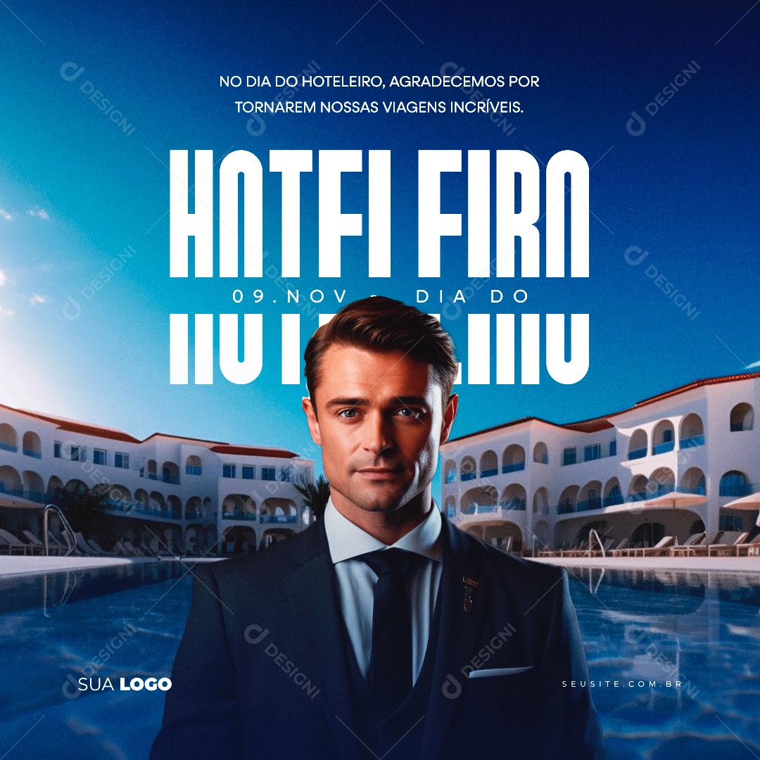 Dia Do Hoteleiro 09 de Novembro Social Media PSD Editável