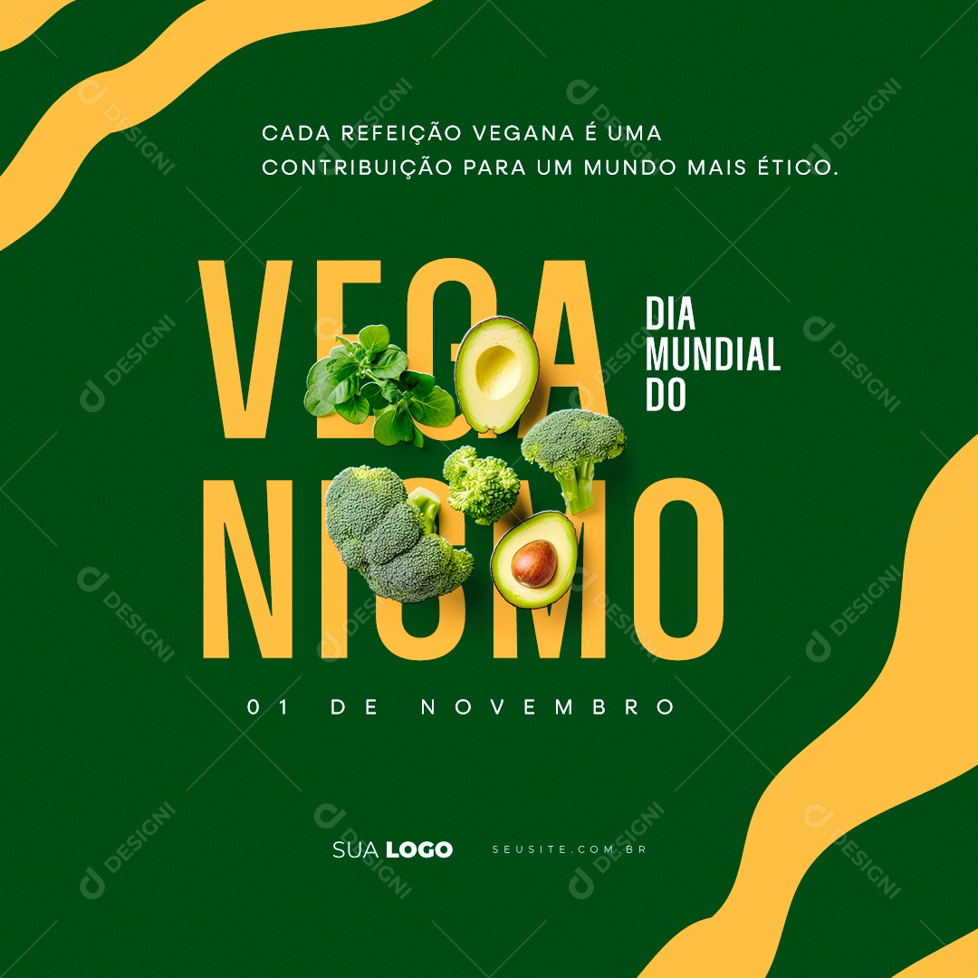 Social Media Dia Mundial do Veganismo Cada Refeição Vegana é uma Contribuição Social Media PSD Editável