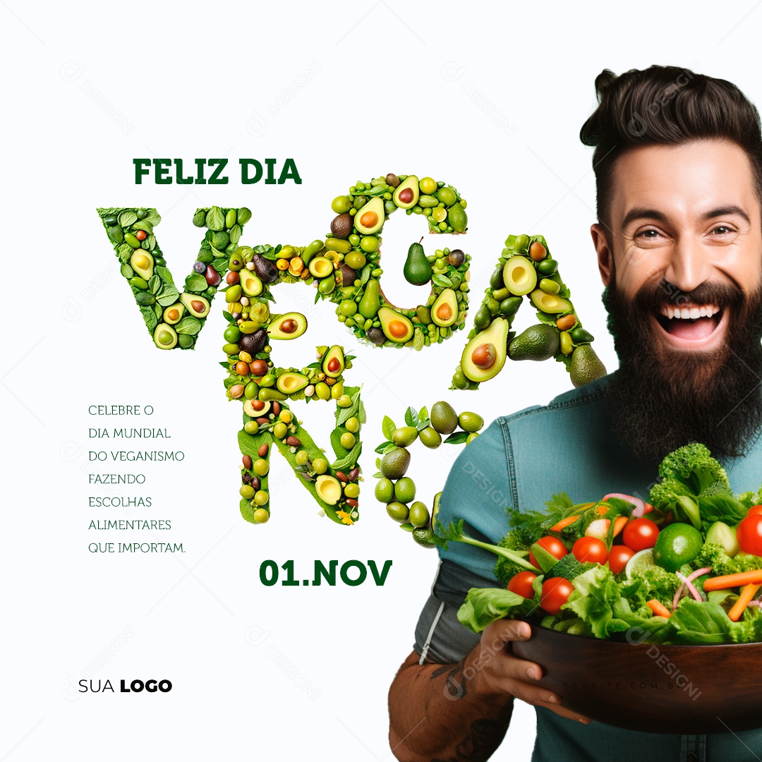 Social Media Feliz Dia Mundial do Veganismo 01 de Novembro PSD Editável
