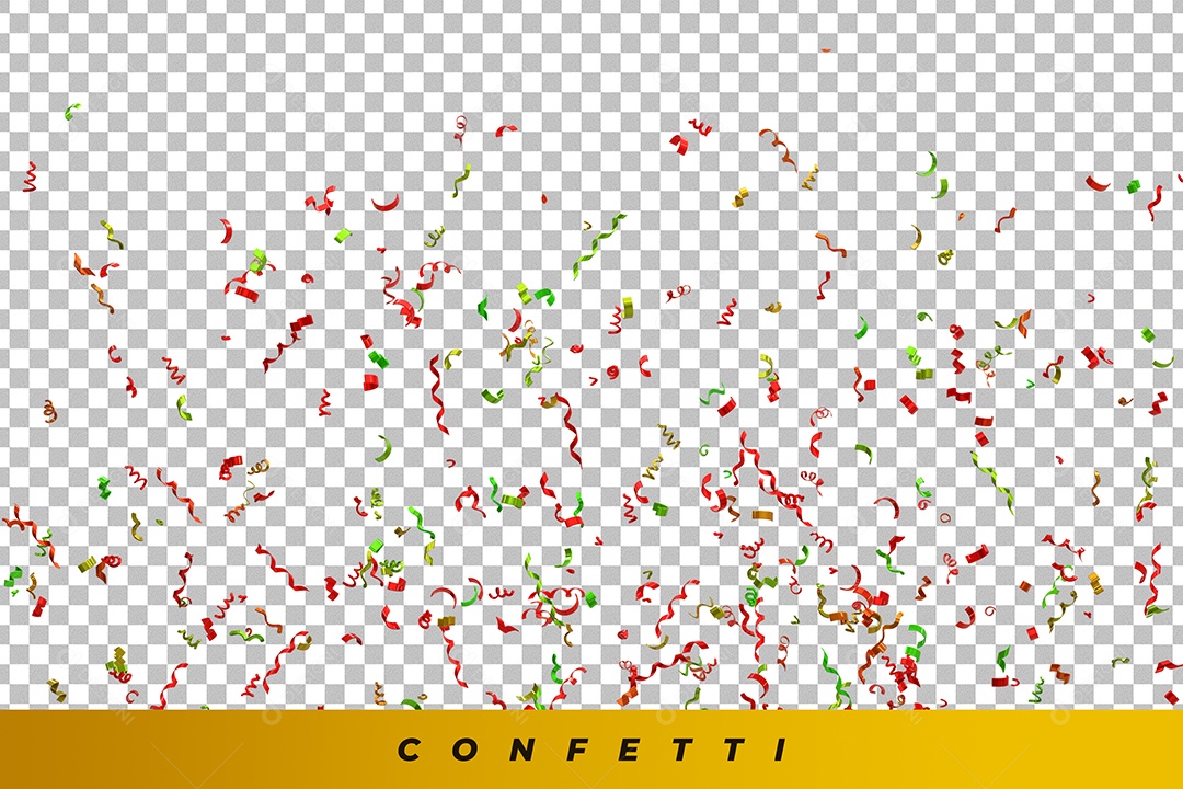 Elemento 3D Confetes Fitilhos Coloridos para Composição PSD