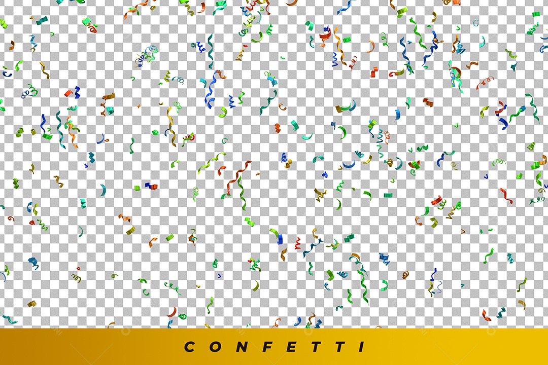 Confetes Fitilhos Colorido Elemento 3D para Composição PSD