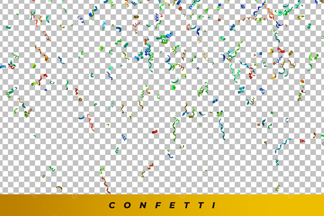Confetes Verde Azul Vermelho Elemento 3D para Composição PSD