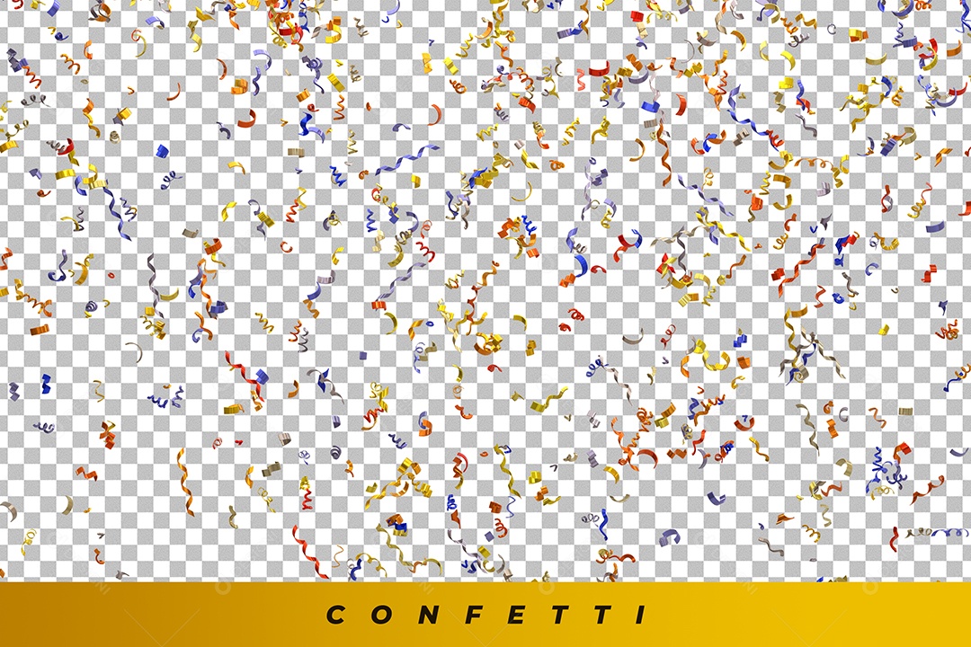 Confetes Fitilhos Elemento 3D Coloridos para Composição PSD