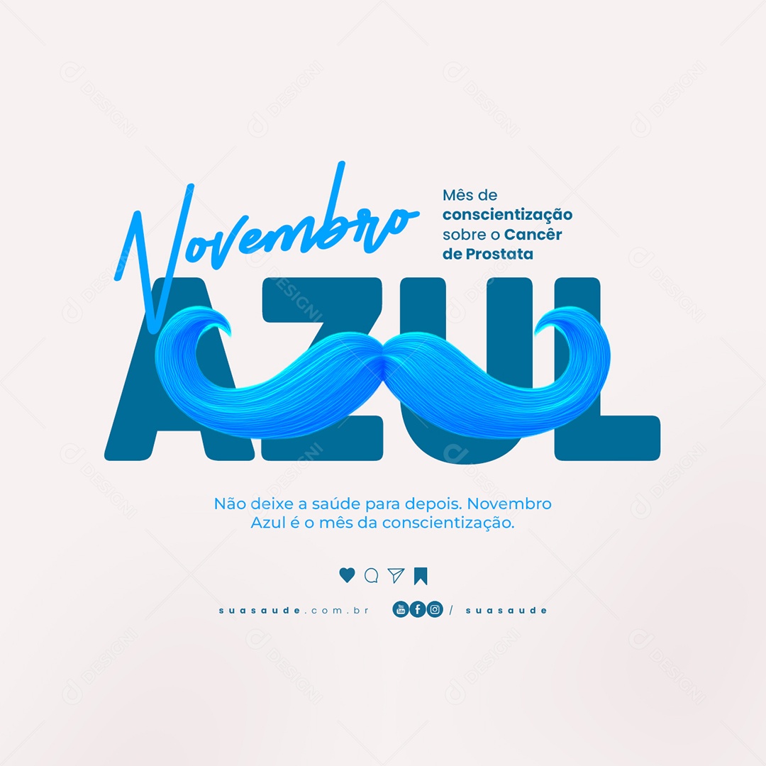 Novembro Azul Mês de Conscientização Sobre o Câncer de Próstata Social Media PSD Editável