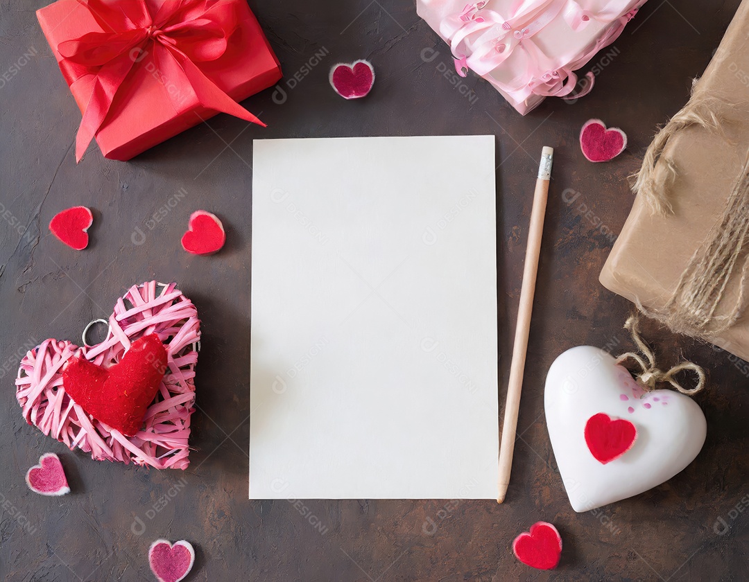 Decoração de maquete em branco do dia dos namorados