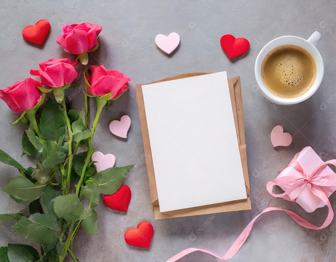 Decoração de maquete em branco do dia dos namorados