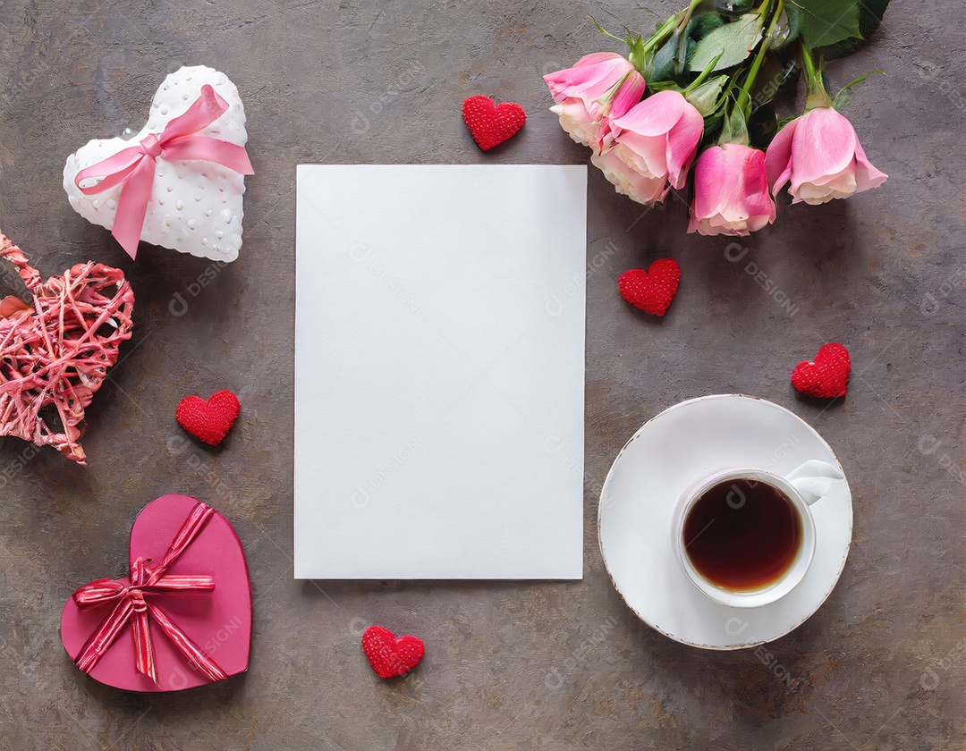 Decoração de maquete em branco do dia dos namorados