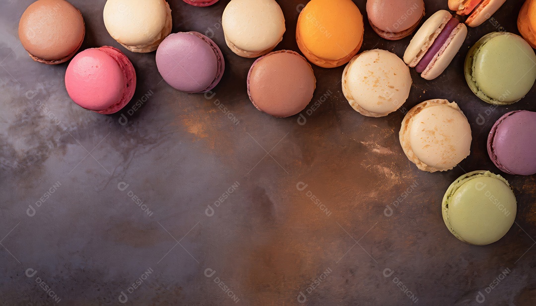 Macarons variados coloridos, fotografia de comida