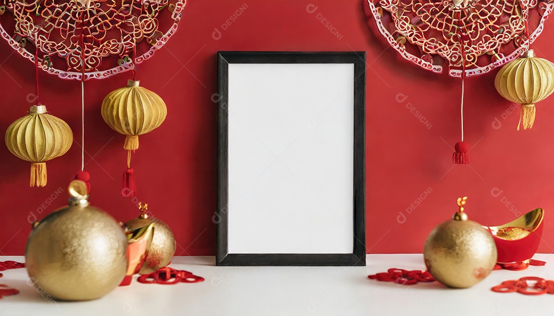 Fundo de maquete em branco de ano novo chinês