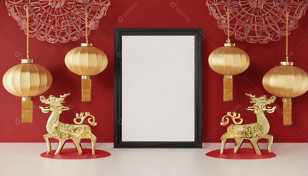 Fundo de maquete em branco de ano novo chinês