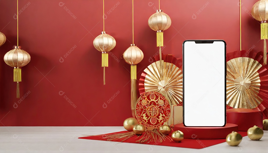 Fundo de maquete em branco de ano novo chinês