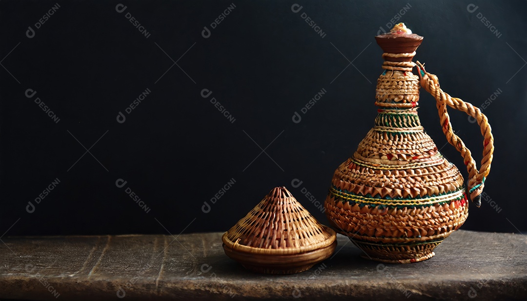 Artesanato feito à mão a partir de produtos naturais, cesto de vime, prato e cesto de bambu tecido, folha de vime trançada.