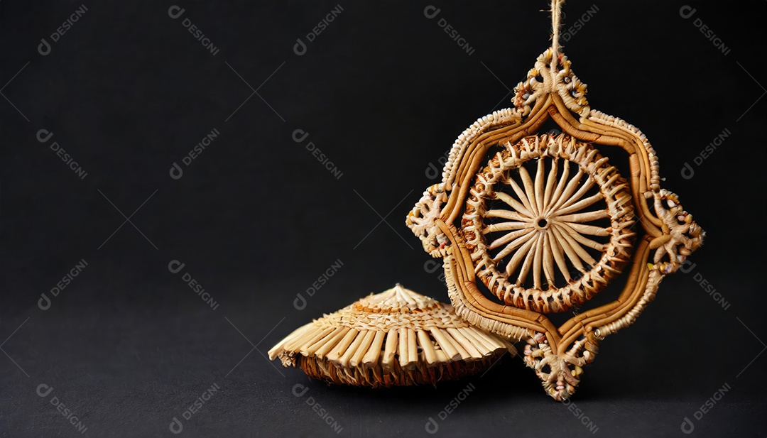 Artesanato feito à mão a partir de produtos naturais, cesto de vime, prato e cesto de bambu tecido, folha de vime trançada.